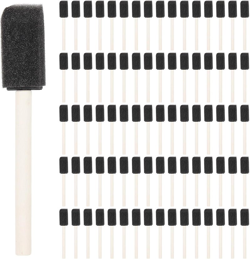 acDesign 80Pcs Foam Paint Brushes 1in Sponge Paint Brush Wood Handle Foam Brushes for Clean，Staining，Varnishes, Crafts - Image 1